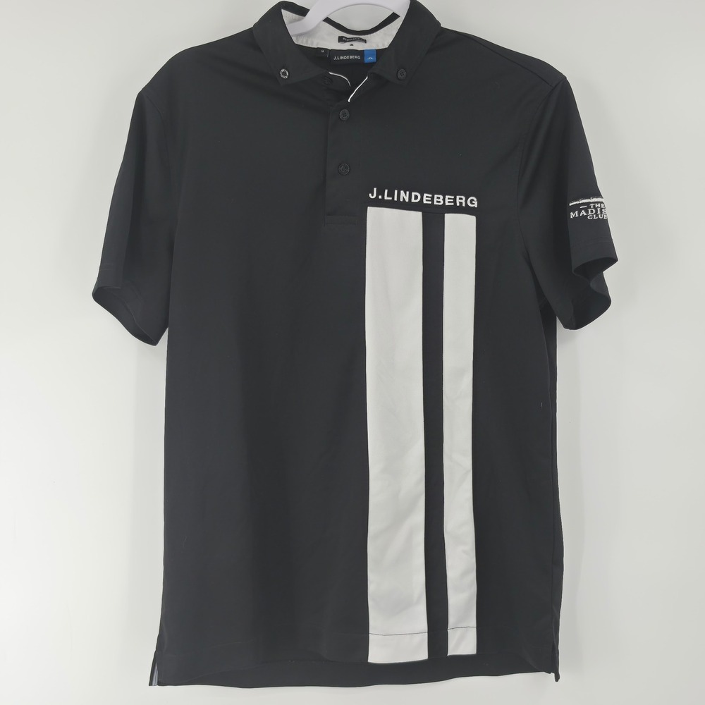 J.Lindeberg‎ Mens Fieldsensor 2.0 Golf Polo Shirt Black White Madison Club Sz M